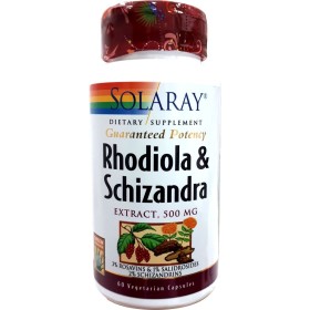 Schizandra  rodhiola 500 mg - 60 cáspulas vegetales solaray